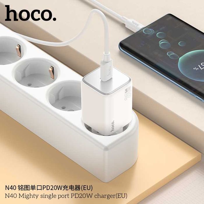 Hoco N40 GaN³ 20W+QC3.0 Fast Charger Type-C для iPad/ iPhone 16 17