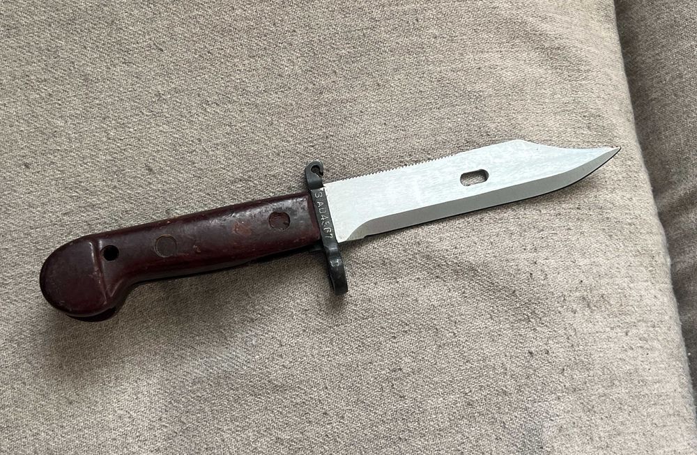 Baionetă AKM militară cu teacă și toc textil piele original MAPN