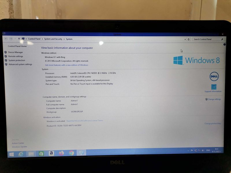 Лаптоп DELL P28F , Intel Celeron , N2830, RAM 4GB, Windows 8/L12