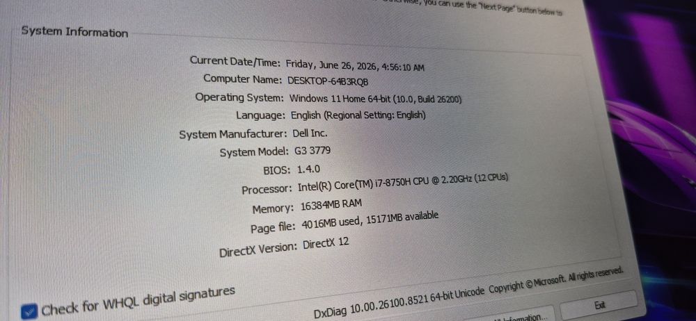 Laptop Dell 17" i7 8750H 16GB RAM GTX 1060 6GB