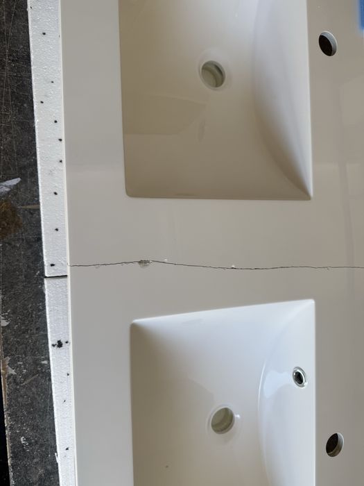 Set mobilier baie Panarea, 120 cm, lavoar dublu, oglindă cu raft