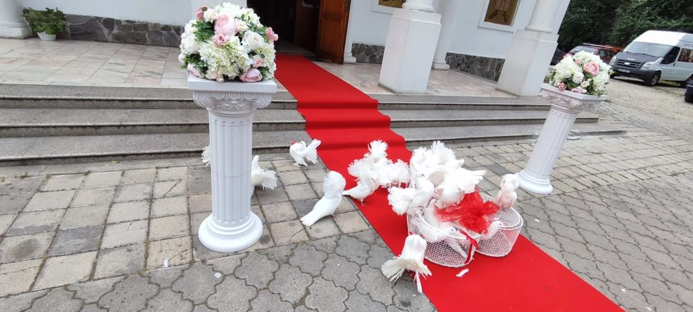 Porumbei albi pt nunti si alte evenimente, aranjamente cristelnita.