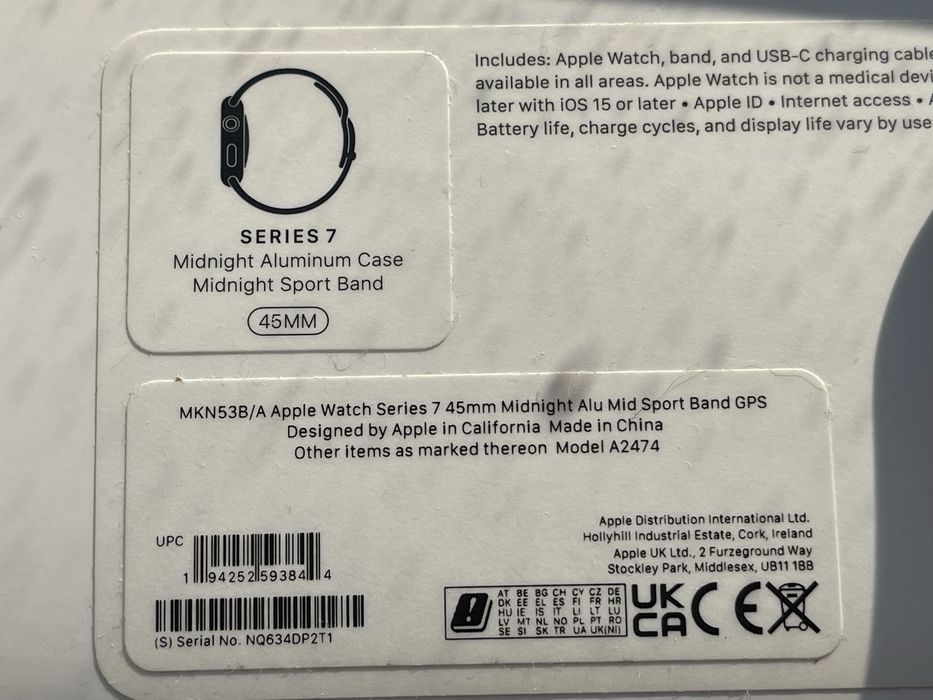 Apple Watch series 7 45mm Midnight Sport Band