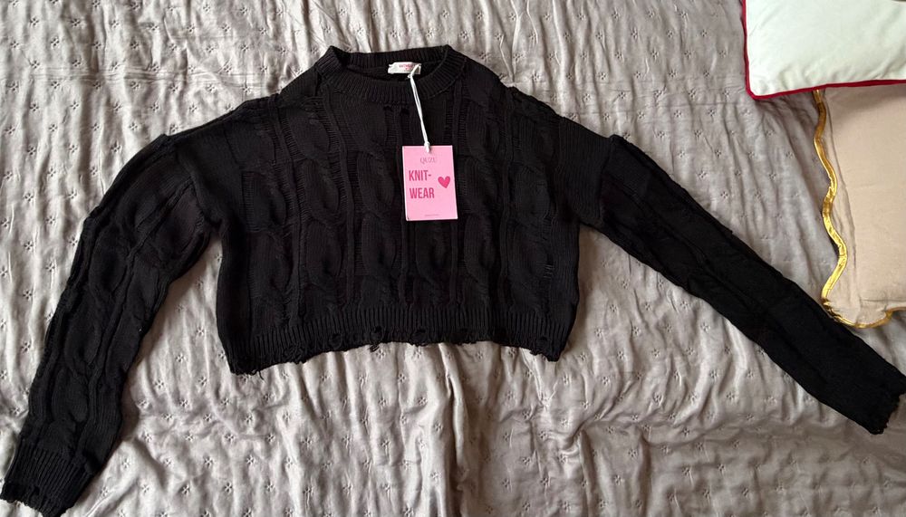 Черен пуловер QUZU – универсален размер
