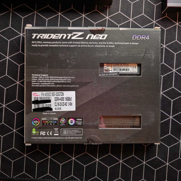 Memorie RAM G.Skill DDR4 - 32GB 4000mts 2x16gb- CL - 18 -Trident Z Neo