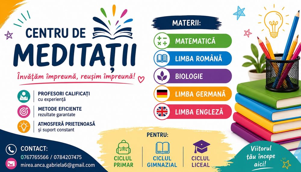 Centru de meditatii ciclul primar, gimnazial și liceal