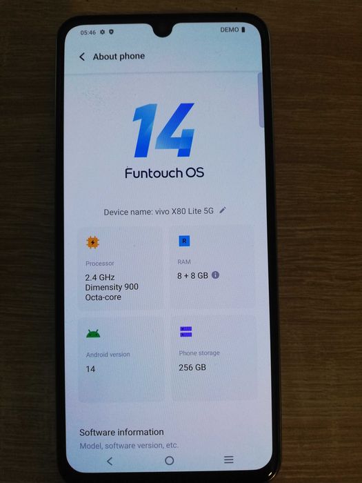 Telefon Vivo x80 lite demo mode