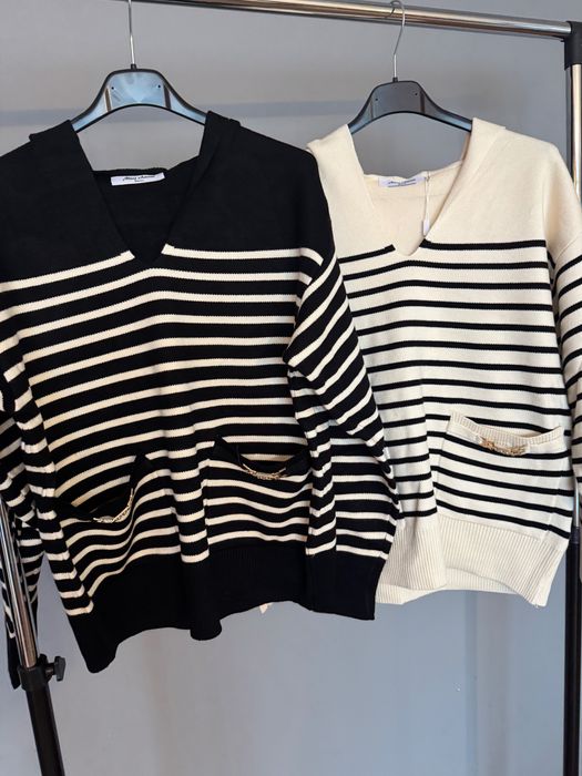 Блуза с качулка пуловер райе