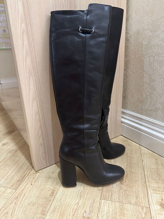 Кожаные зимние сапоги