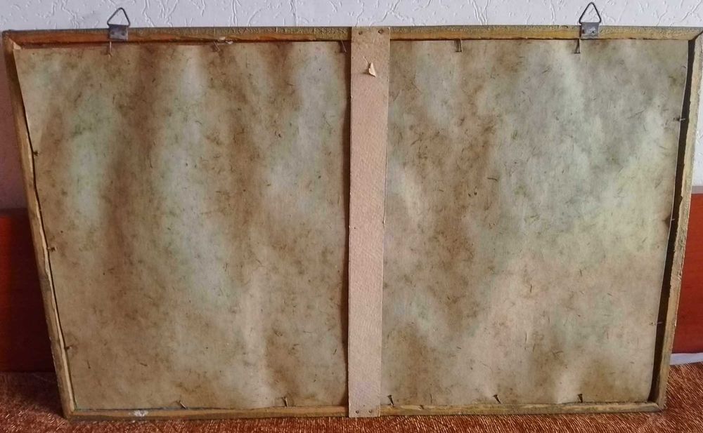 Стара картина върху стъкло "АЛЁНУШКА И СЕРЫЙ ВОЛК"