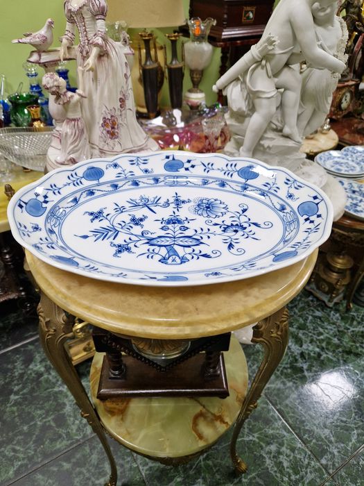 Антикварно колекционерско голямо немско порцеланово плато Meissen