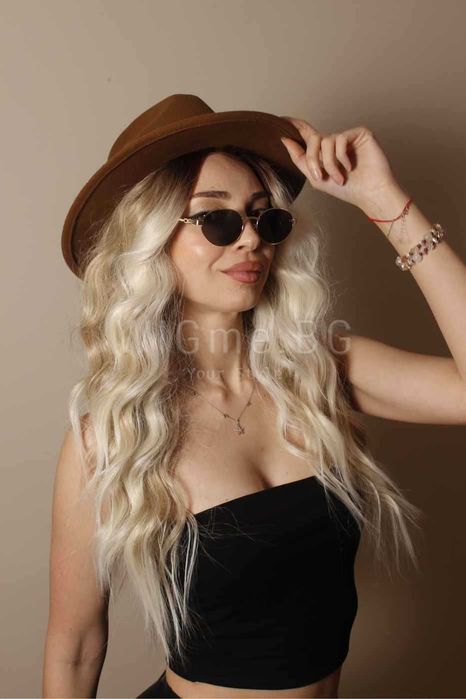 Дълга руса лейс фронт перука на вълни Елиз