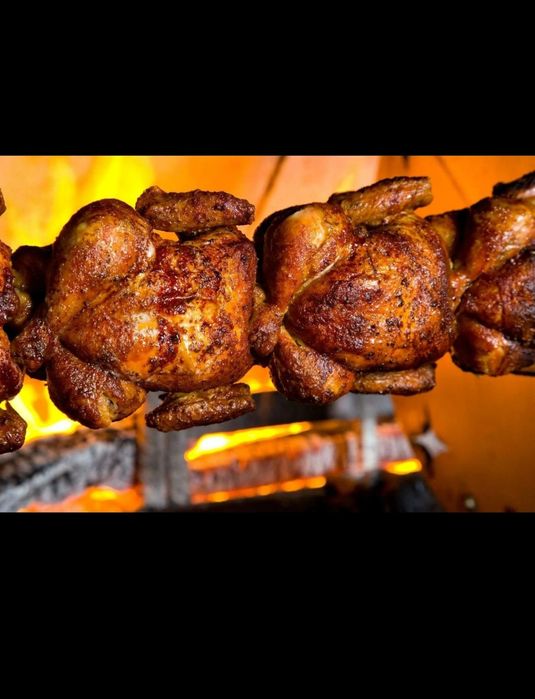 Утка на грилье и гриль курица