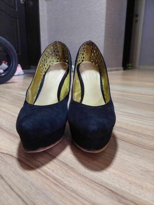 Туфли замша черные