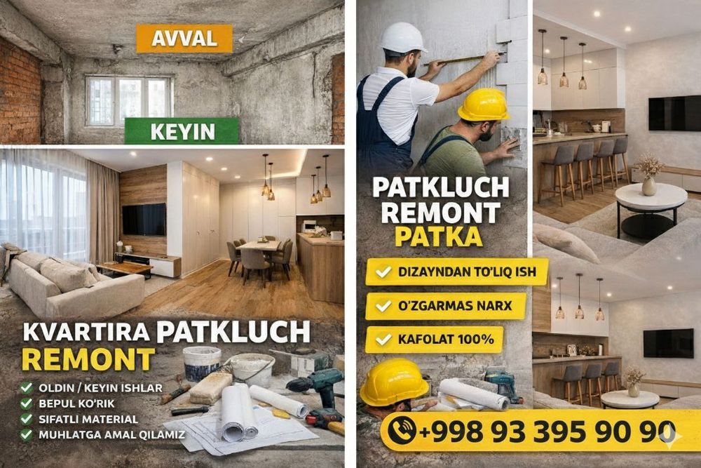 Sifatli tamirlash Toshkent shaxar boylap