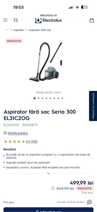 Aspirator fara sac Electrolux