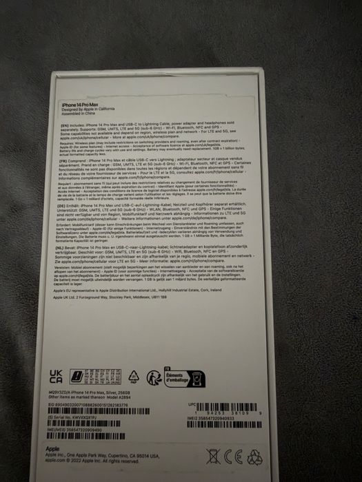 Iphone  14 pro max silver 256 mb