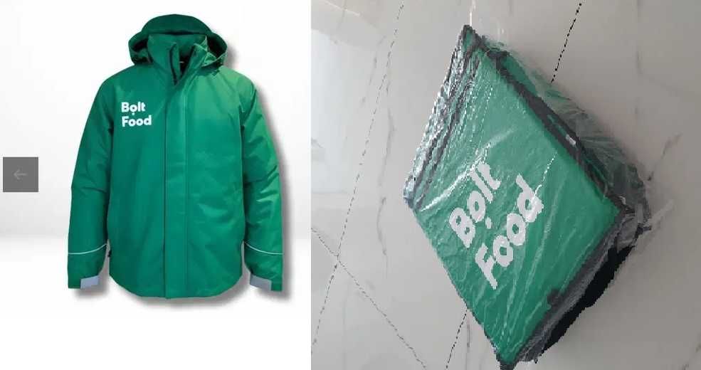 Geanta Bolt Food si Jacheta impermeabila mancare NOUA / Delivery Bag NEW / Glovo  / Bolt / Wolt
