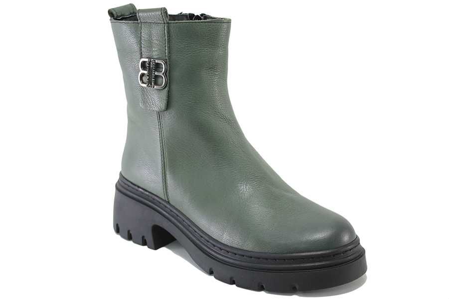 Зелени дамски боти - естествена кожа