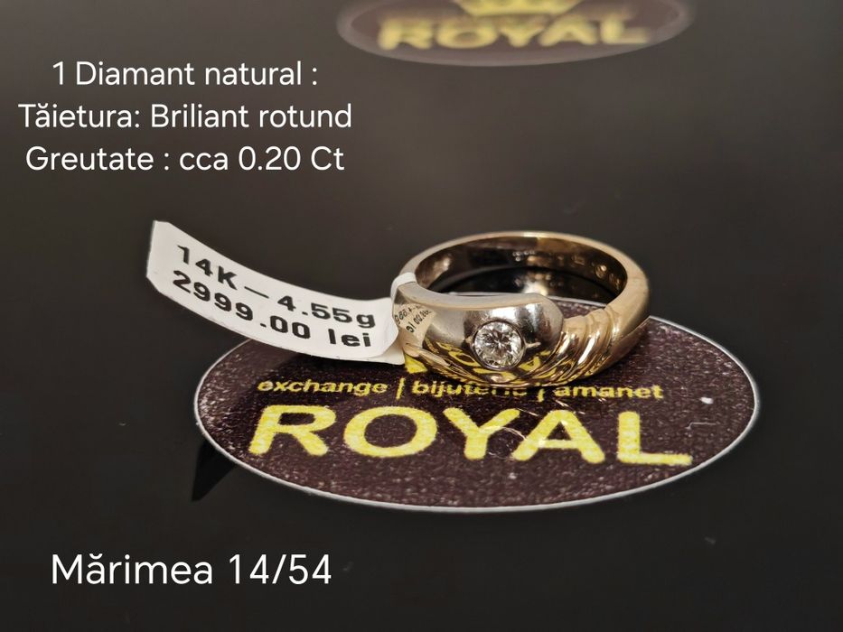 Bijuteria Royal: Inel aur 14k 1 Diamant 4.55gr