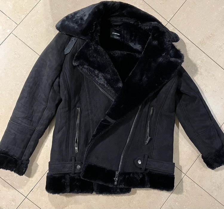 Stradivarius зимно велурено байкър яке/палто