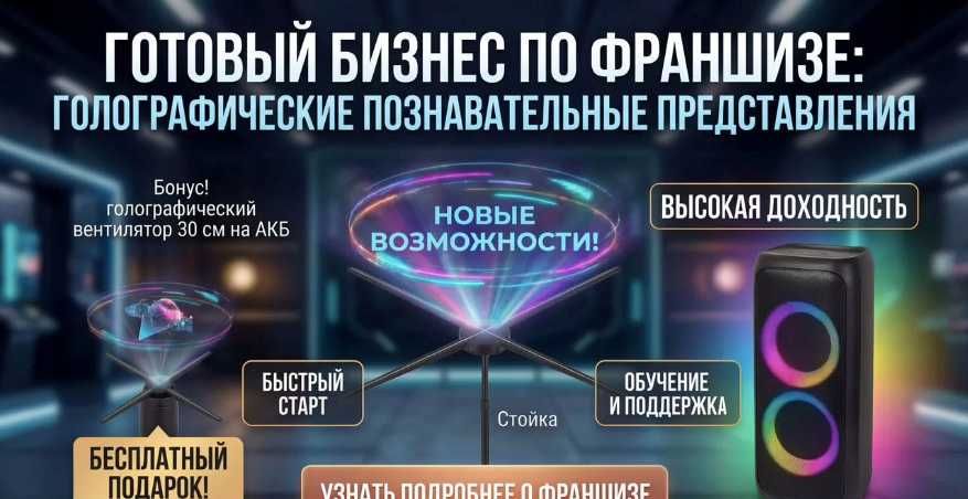 Продаётся доходный бизнес: голографические шоу для детей