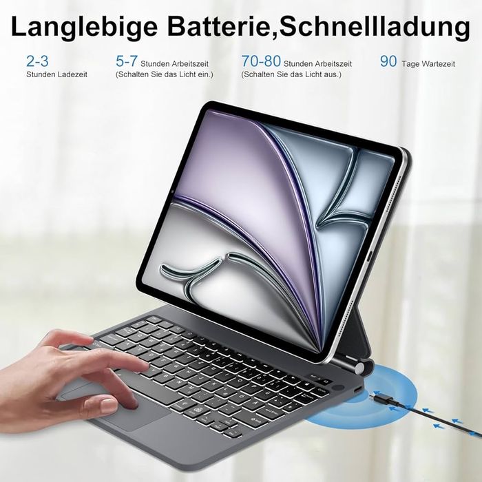 Husa Tastatura Magnetica iPad Pro 11 si iPad Air 4 / 5 / 6, Iluminata RGB