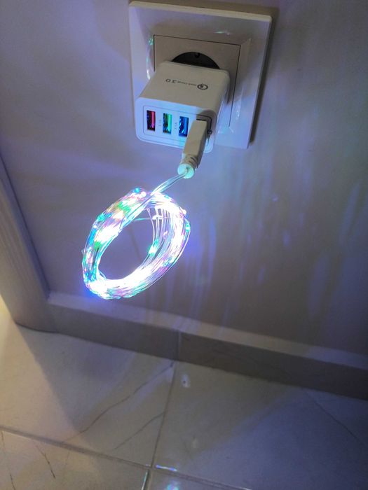 LED коледни мини лампички USB, 5м, 10м мини цветни Лед лампи