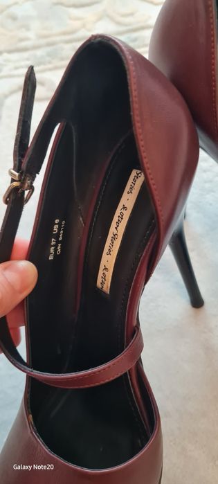 Pantofi piele naturala grena toc inalt m37