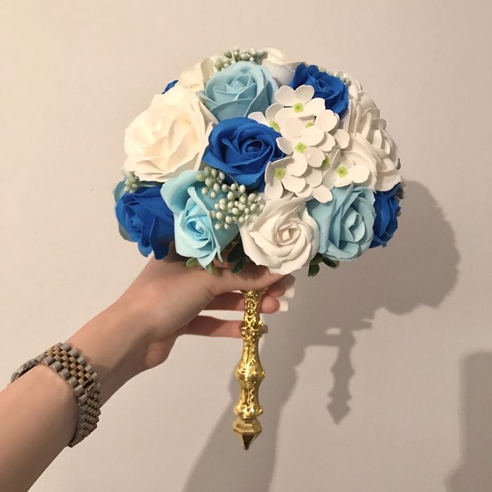 Buchet mireasa pentru cununie din trandafiri de sapun