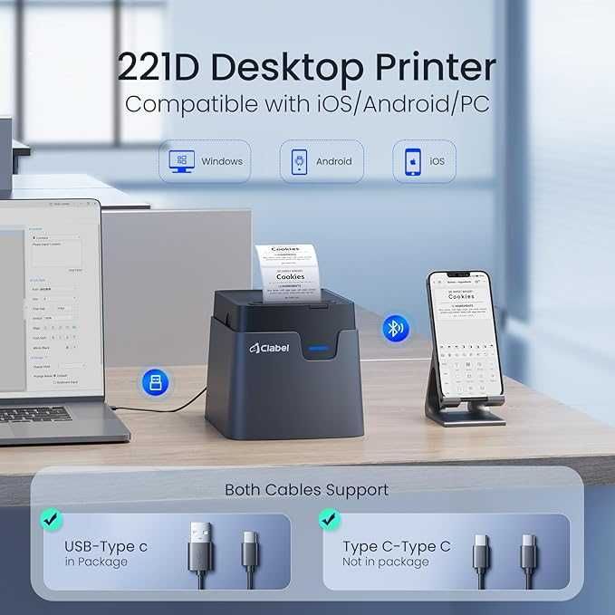 Принтер за етикети НОВ CLABEL 221D Bluetooth Thermal Label Printer