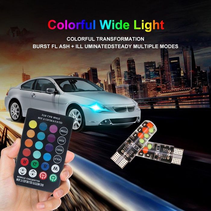 Rgb многоцветни габаритни лед диодни крушки тип 5w5 - т10 12v ...