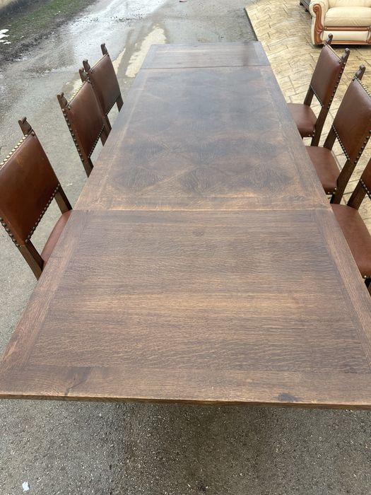 Масивна трапезна маса с 6 стола