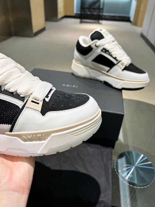 Adidasi Amiri MA-1 Low-Top Sneakers - Black / White Premium din Piele