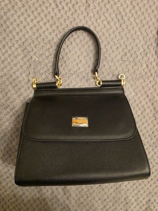 Geantă Dolce & Gabbana Sicily Medium - Neagră, Textură Saffiano