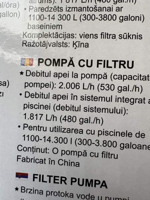 Pompa/Filtru Piscina