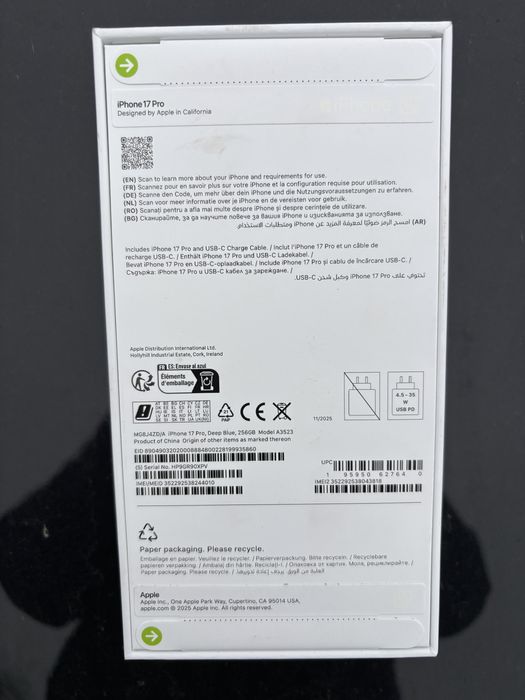 Vand Iphone17 PRO 256GB Deep Blue