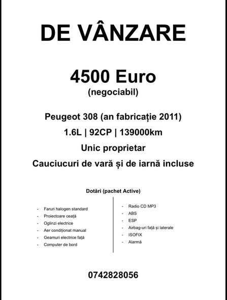 De vanzare Peugeot 308