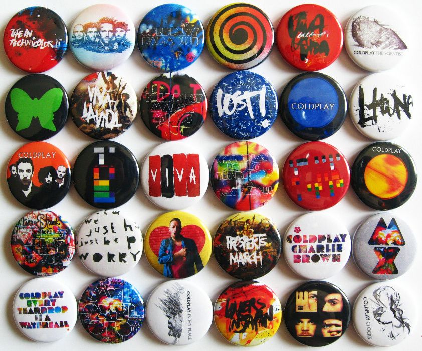 Значки на различни рок, поп, метъл групи, 30бр в комплект за 30лв