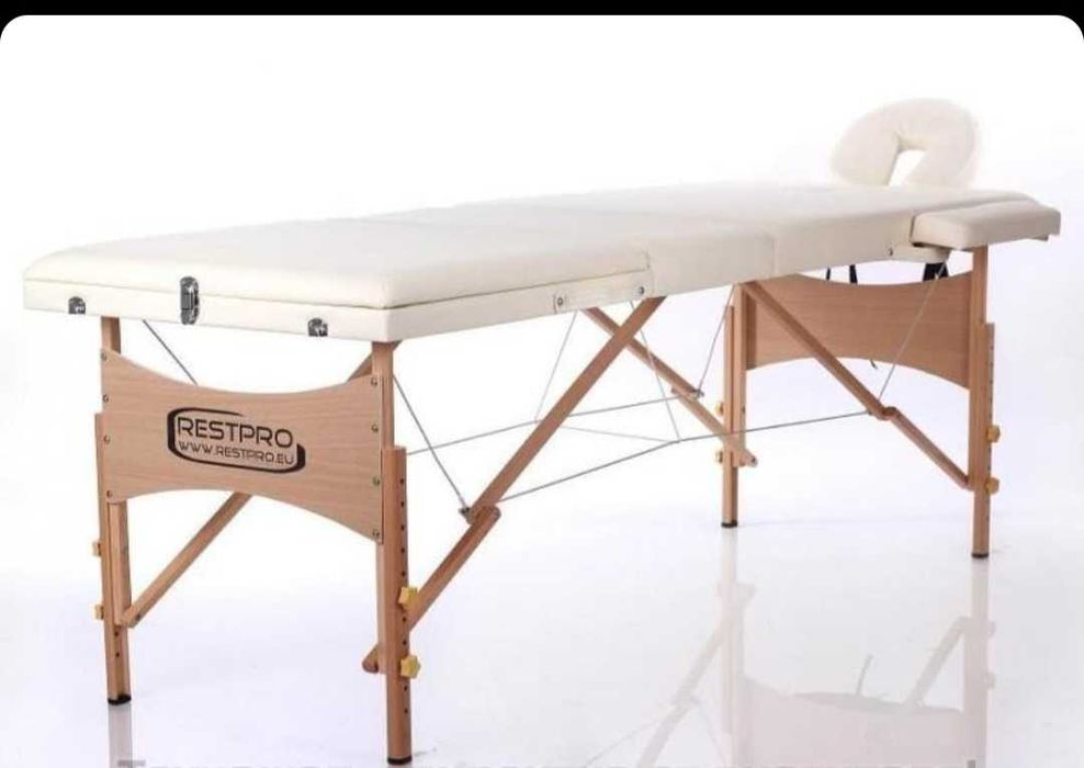 трисекторна козметична масажна кушетка дървена черна  масажно легло