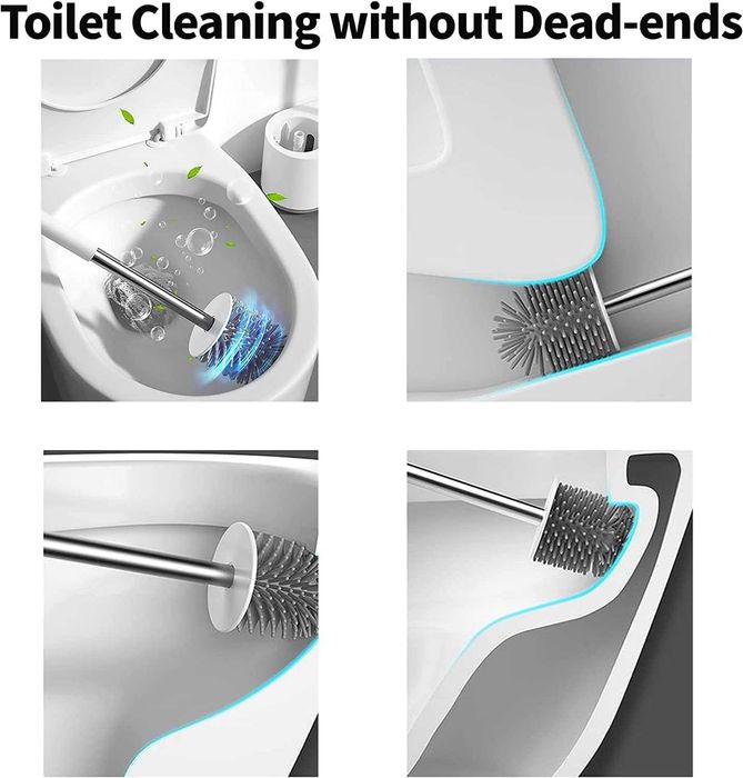 Perie toaleta 2-in-1 cu suport igienic si montare pe perete pardoseala