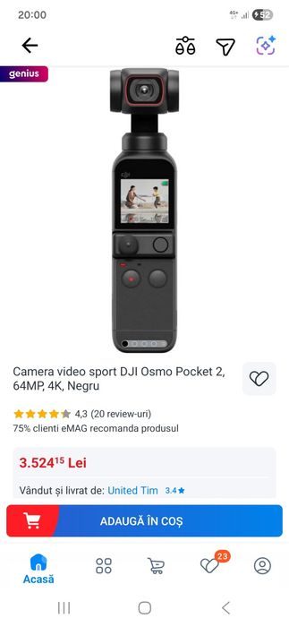 Vând urgent camera dji pocket2 noua
