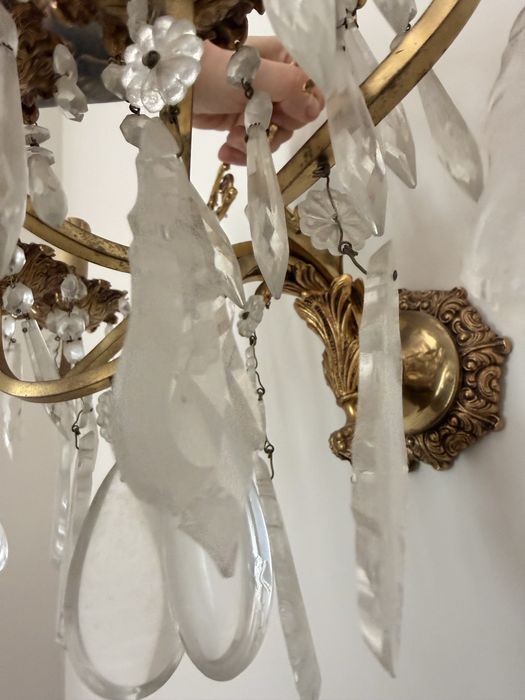 Aplică din bronz cu cristale, 5 becuri – vintage