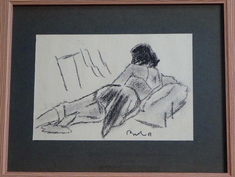 Corneliu Baba, ’Contemplare’| Tablou vechi, carbune pe hartie