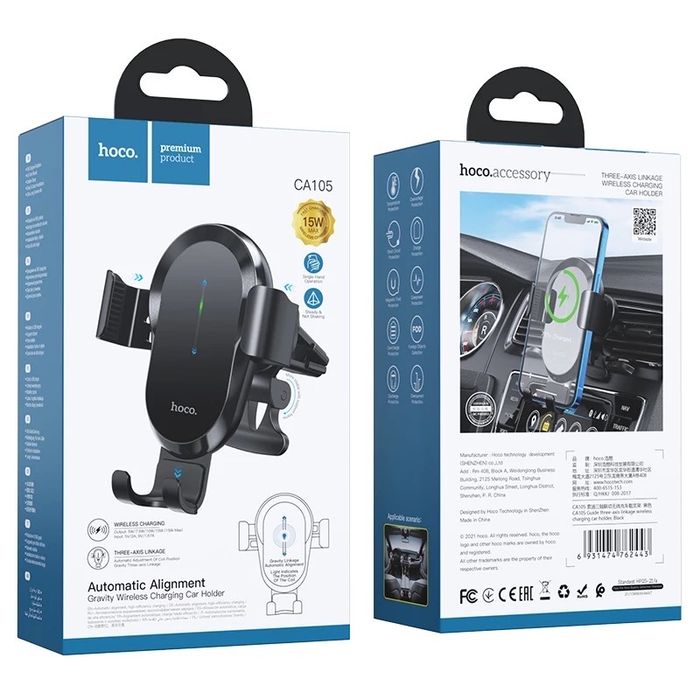 Incarcator Telefon Auto Hoco Cu Led Negru Retractabil Automat