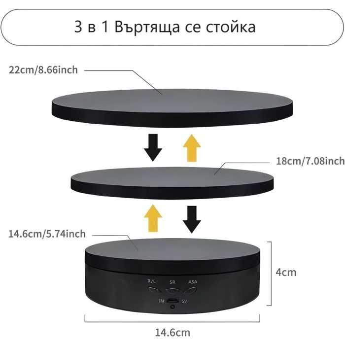 HSU 360° Ротационна Стотйка 3 в 1 – Автоматично въртене
