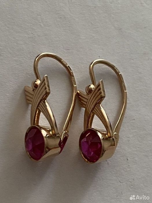Советские серьги 583 пробы