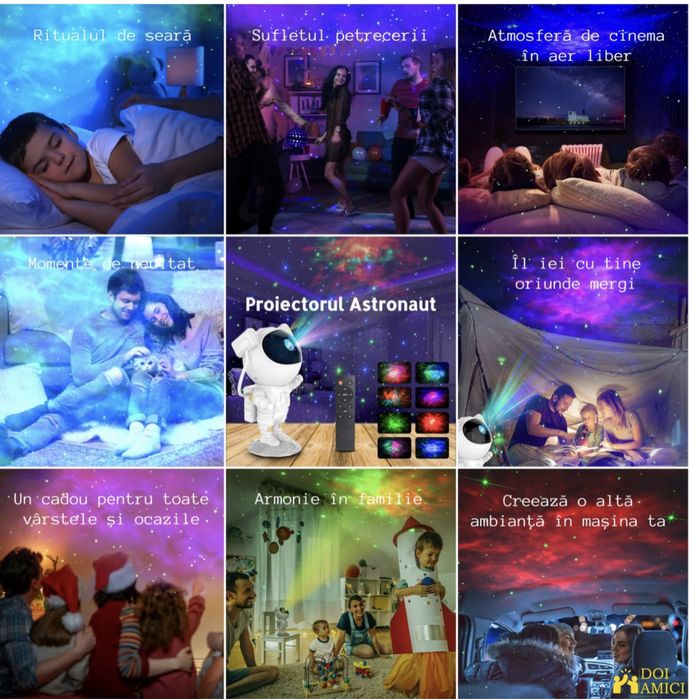 Детска нощна лампа проектор Астронавт Gala Star Projector Звездно небе