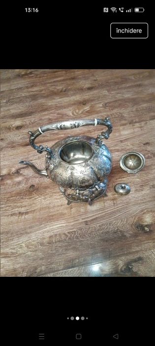 Ceainic placat cu argint masiv