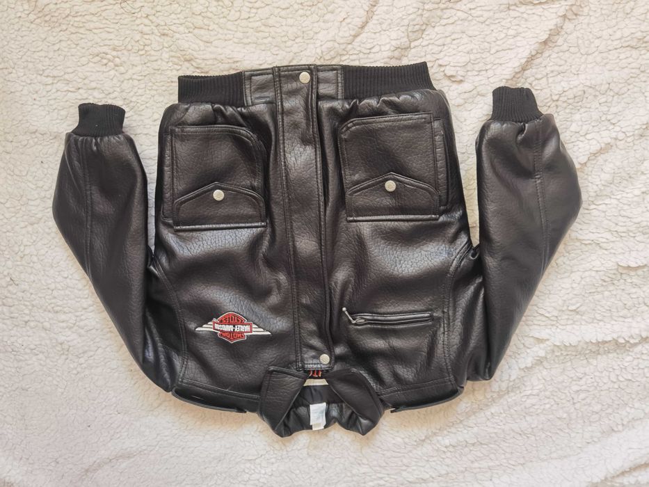 Jacheta neagra matlasata baieti fetite piele ecologica Harley-Davidson